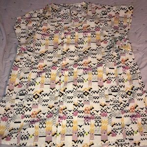 Multicolored Patterned Short Sleeve Blouse